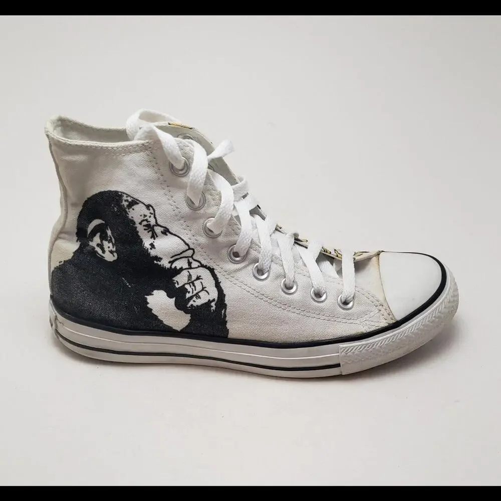 Unisex Converse Banksy The Thinker Monkey-Bananas Design Canvas HiTop Size 7M 9W